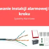 Kabel do alarmu i elementy systemu alarmowego: syrena, czujniki, akumulator, centrala.