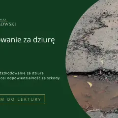 Kancelaria adwokacka Michał Sokołowski. Odszkodowanie za dziurę w drodze. Dowiedz się, kiedy należy się odszkodowanie za studzienki na działce.