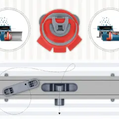 System odpływowy z mechanizmem zapobiegającym wydostawaniu się smród z kanalizacji. Woda spływa, a zawór blokuje nieprzyjemne zapachy.