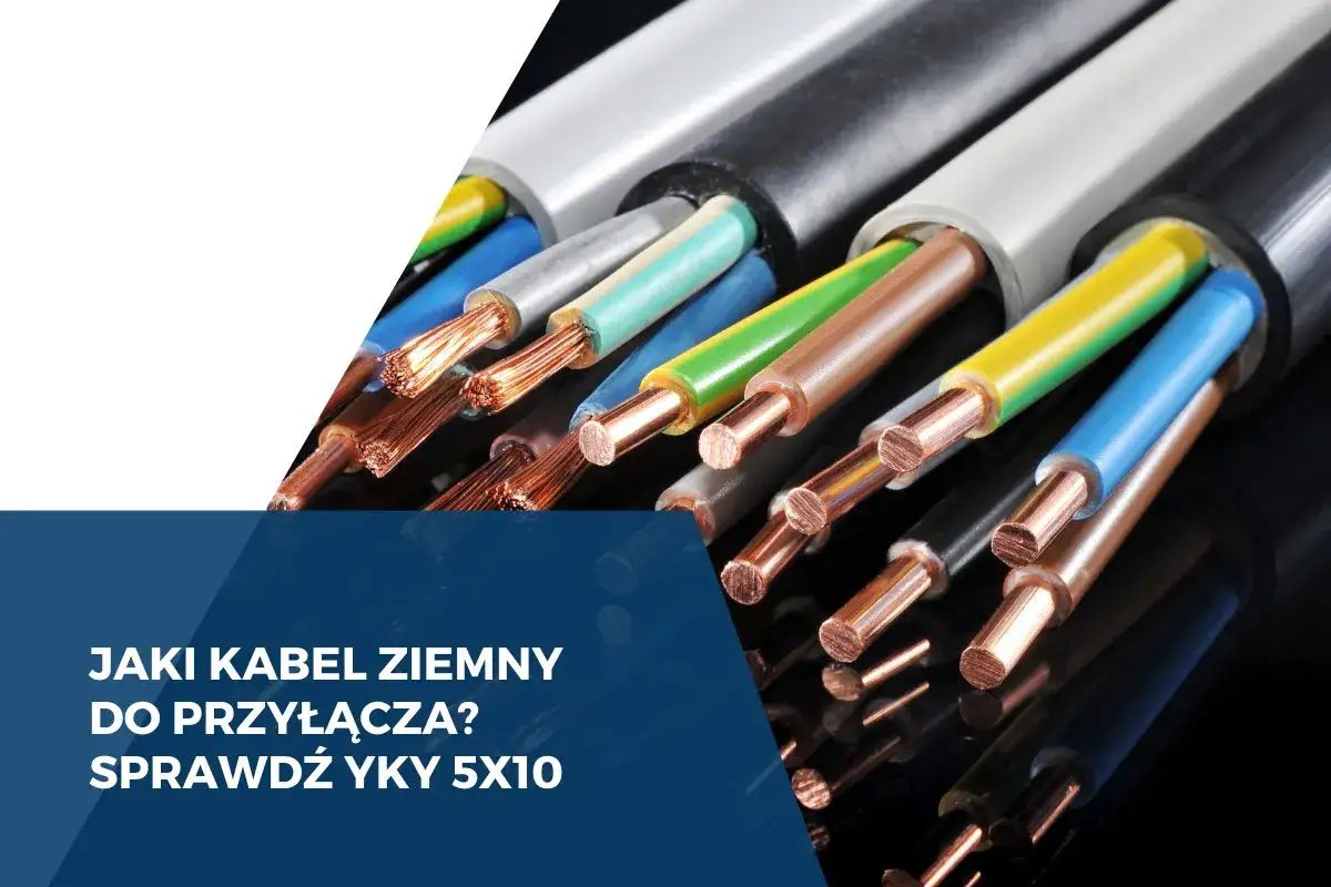 Zbliżenie na końcówki kabli YKY 5x10, z miedzianymi żyłami i kolorowymi izolacjami. Jaki kabel ziemny do przyłącza?