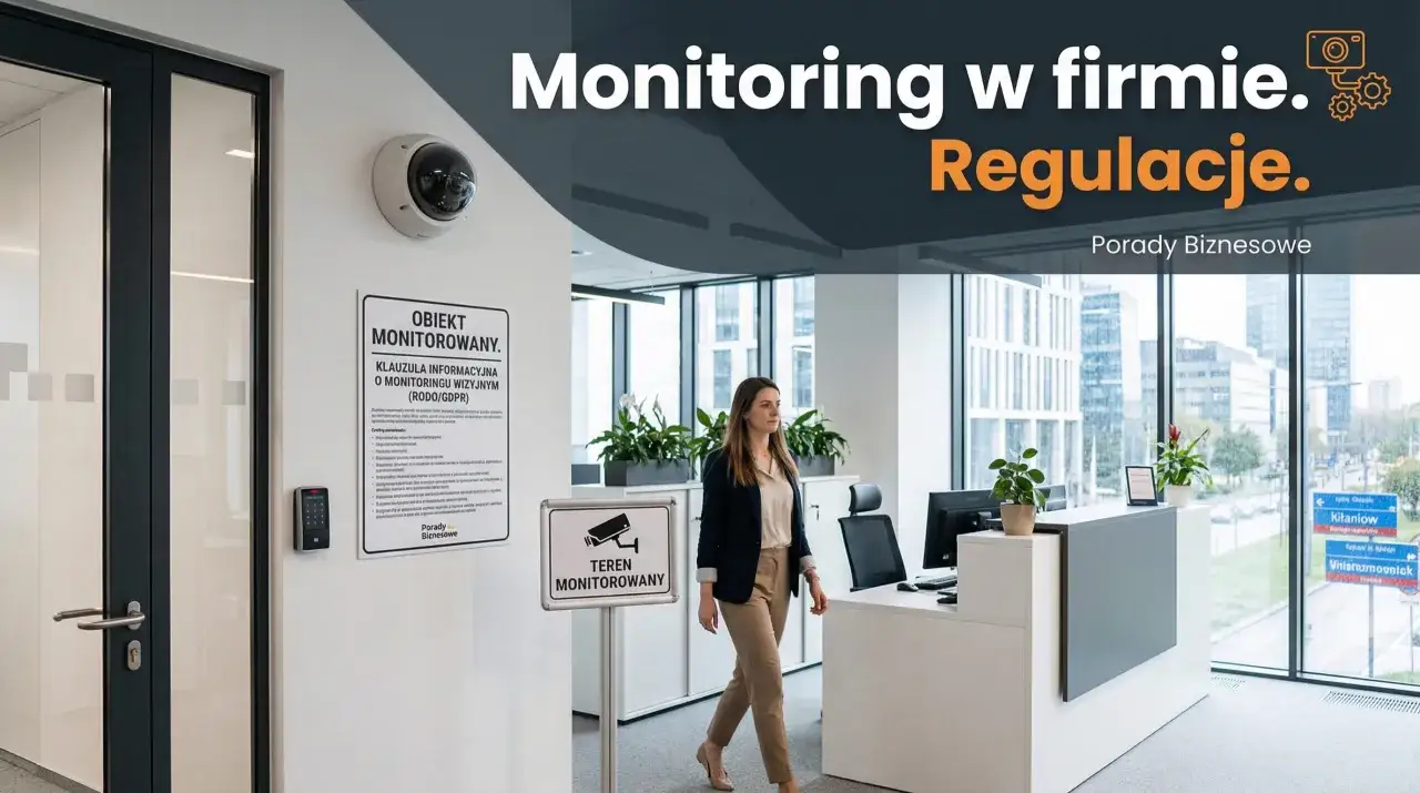 Kamera CCTV na ścianie i znak